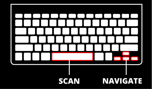 Navigate with Arrow Keys and Scan with Space